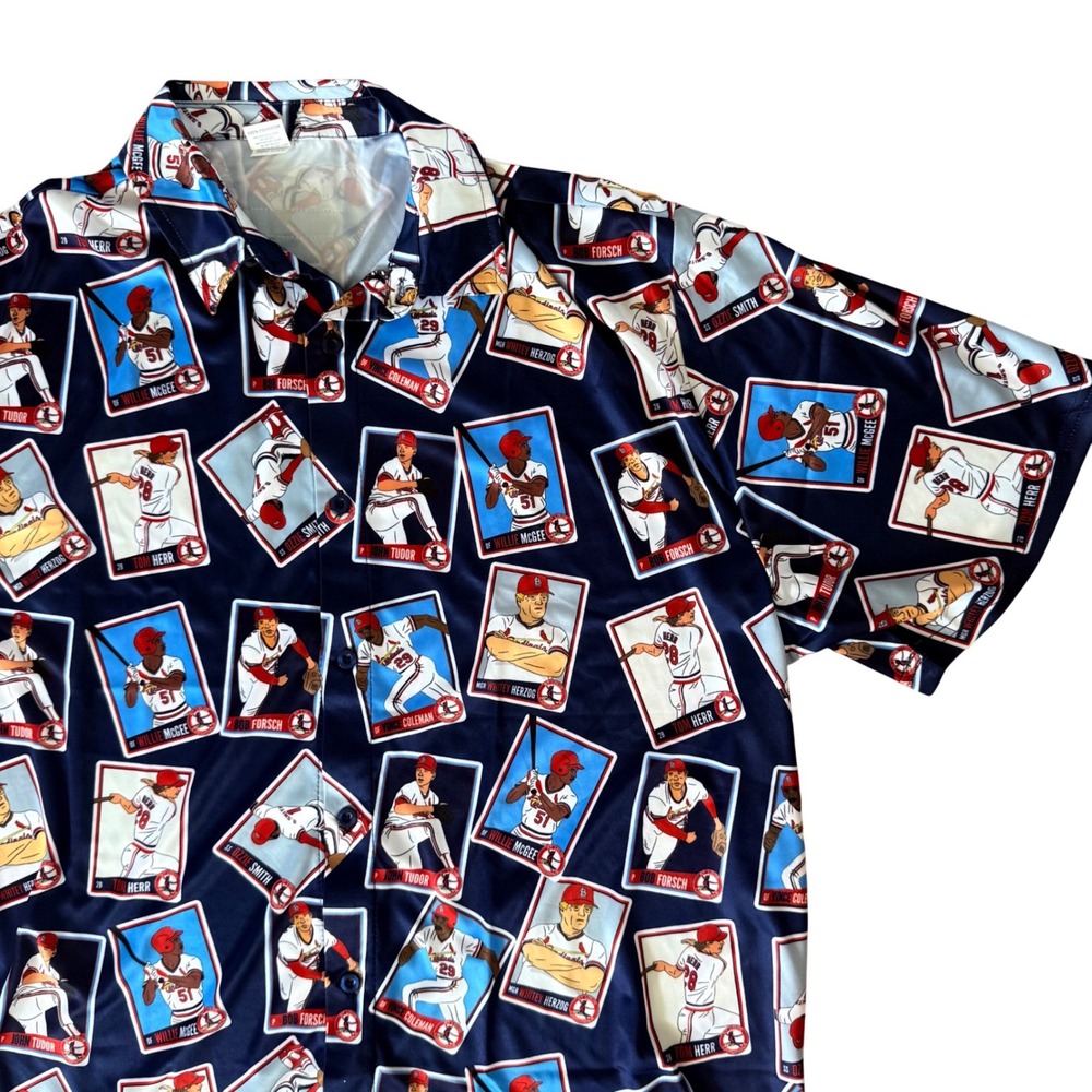 MLB St Louis Cardinals Baseball Card Shirt Mens XL Navy Blue HOF‎ game day retro